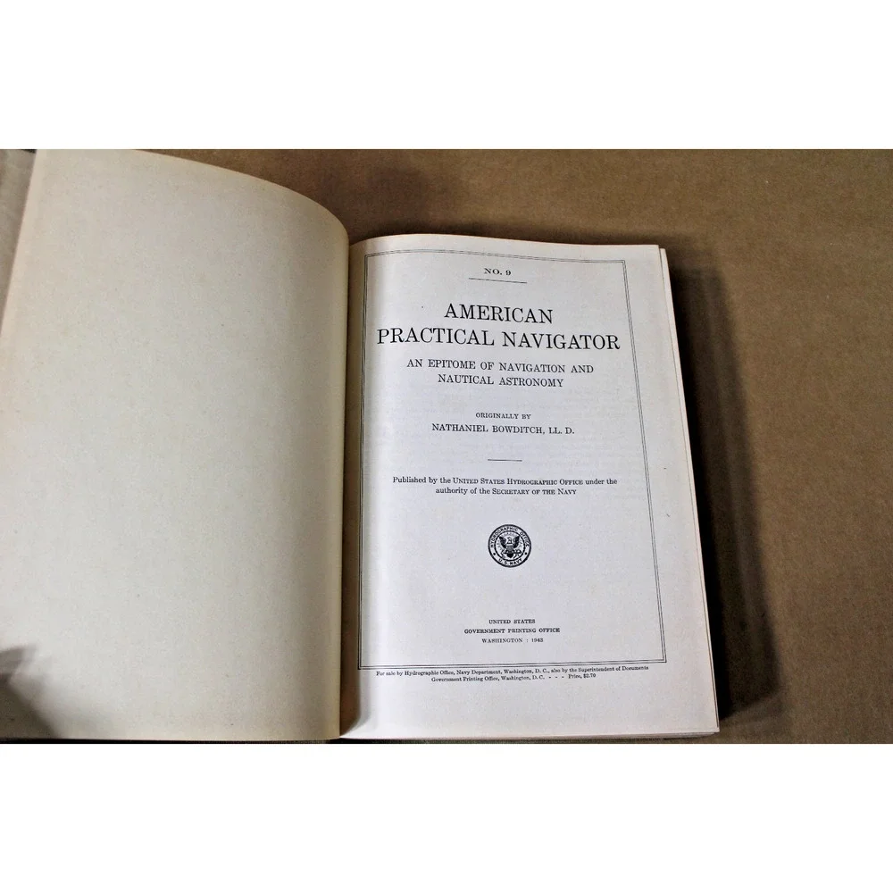 1943 American Practical Navigator No 9 Bowditch US Navy Ship Pilot WWII Era